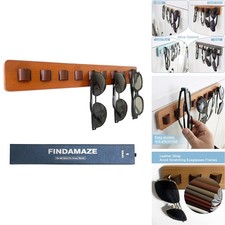 FINDAMAZE Wall Mounted Wood Sunglasses Holder - Wood Color - 1pcs Long