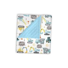 Mink Baby Boy Blankets Blue Yellow Vehicle, A Little Dirt 30x40In Construction