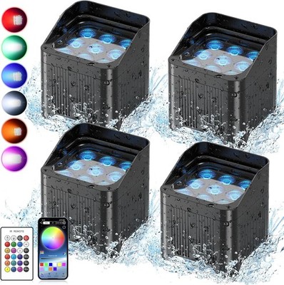 Waterproof Par Light Outdoor Event Stage Light RGBWA UV Rechargeable Battery
