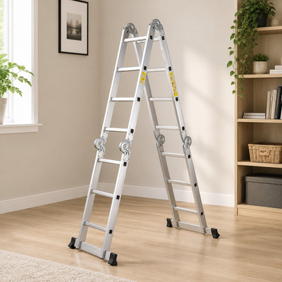 Alu-Klappleiter 4x4 Gelenkleiter Anlegeleiter Stehleiter Arbeitsbühne Leiter