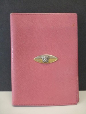 Gianni VERSACE Pink Leather Bifold Wallet Passport Document Cards Medusa Logo