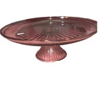 vintage clear ribbed glass pedestal cake stand