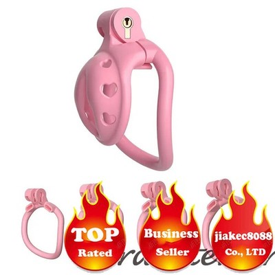 Pink ABS Chastity Cage Flat Sissy Disguise Lower Body Chastity Device 4 Rings