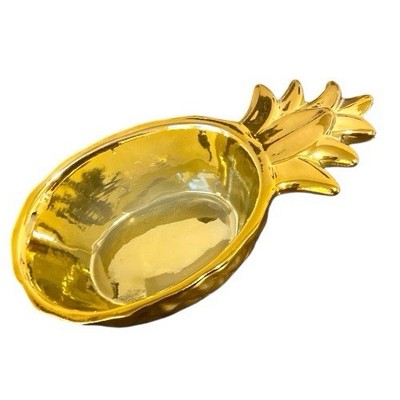 Gold Pineapple Decorative Ceramic Candy Dish Hawaiian Party Decor