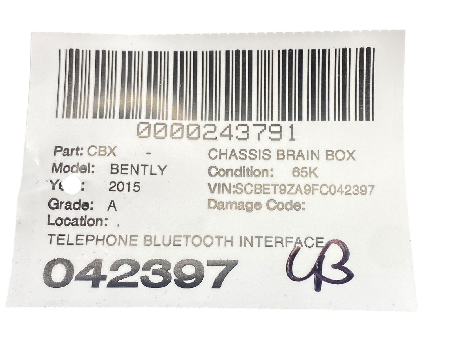 2013-2019 BENTLEY FLYING SPUR 4W 223B PHONE BLUETOOTH INTERFACE BOX CONTROL UNIT