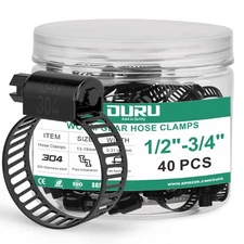 OURU 40PCS 1/2"-3/4" Black Hose Clamp,Adjustable 13-19mm Small Hose Clamps