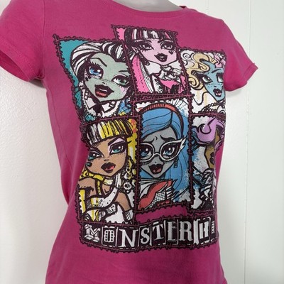 Vintage Y2K Monster High Fitted Hot Pink Baby Tee McBling Scene Kid Emo XS S