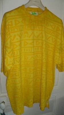 TEE SHIRT HOMME VINTAGE JAUNE SPORTSWEAR BLUE HAWAI taille L TBE - Photo 1/4