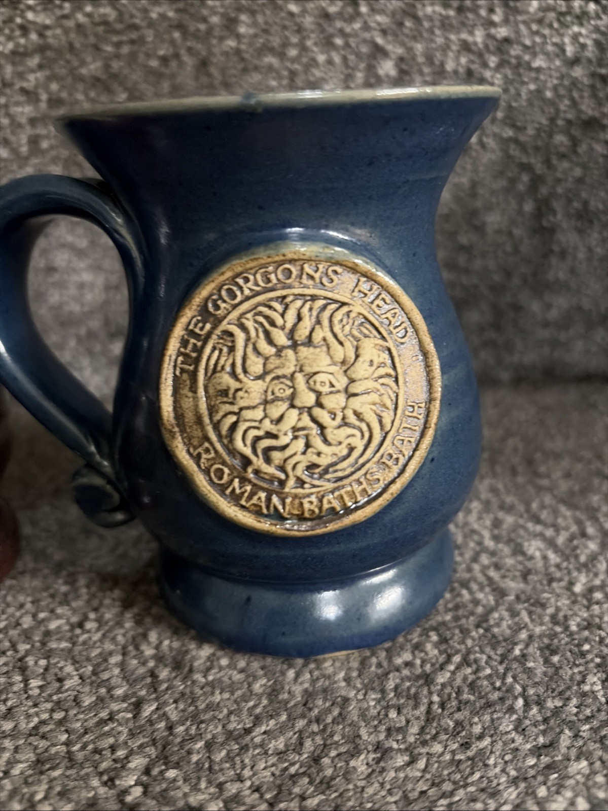 Bath Studio Pottery Mugs The Gorgons Head Roman Baths Set of 2 Blue Brown image 3