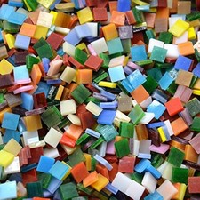 Lanyani 800 Pieces Mosaic 1 x 1 centimeters, Rainbow Square Opaque-1.1lb
