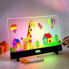 Rechargeable Portable Drawing Board w/4 Glowing Modes and 7 Color Pens