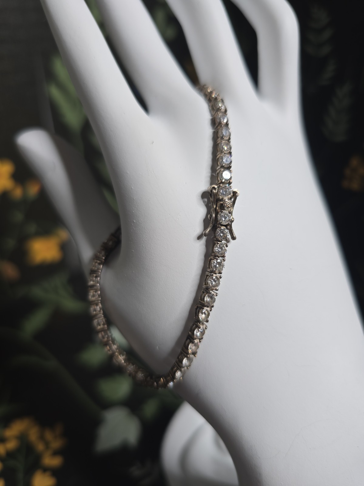 Vintage Sterling Silver 925 CZ 3mm Tennis Link Bracelet 7.5