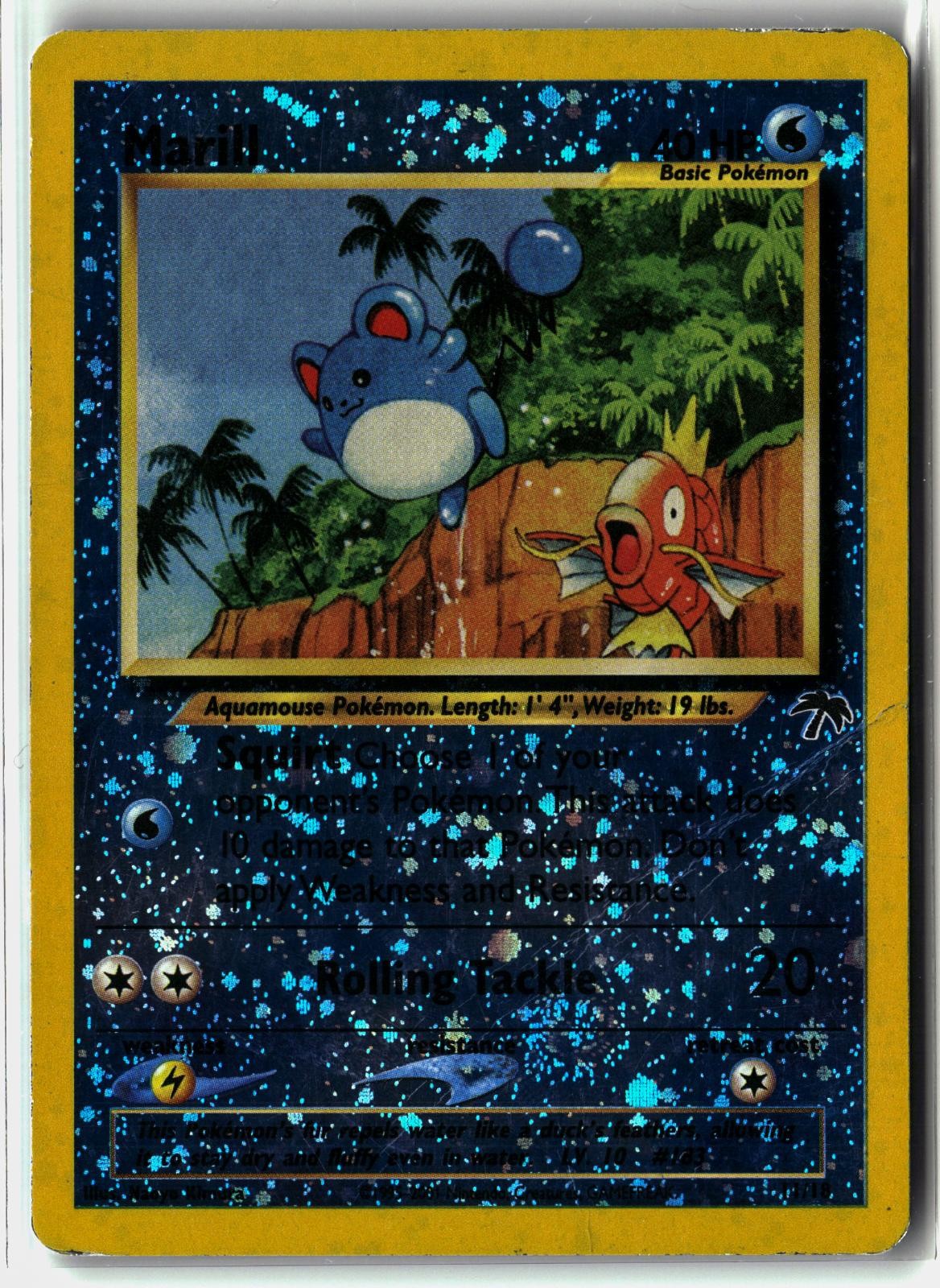 Marill ⭐️ 11/18 Reverse Holo 🌀 Swirl 🌀 Southern Islands 2001 Pokemon MP