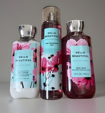 Bath Body Works HELLO BEAUTIFUL Fine Fragrance Mist, Body Wash Lotion SET