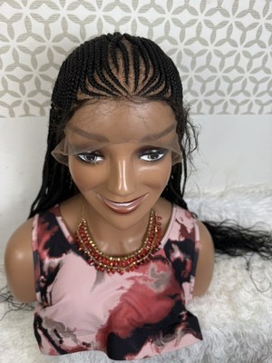 30'' Full Lace Cornrow Perücke, erschwinglicher Zopf mit Babyhaar, leicht, schwarz