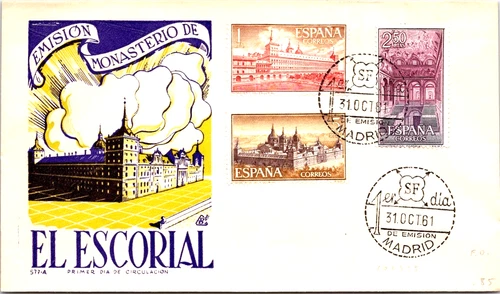 SPAIN 1961 ESCORIAL MONASTERY  SET DD CACHET FDC  UNADDR
