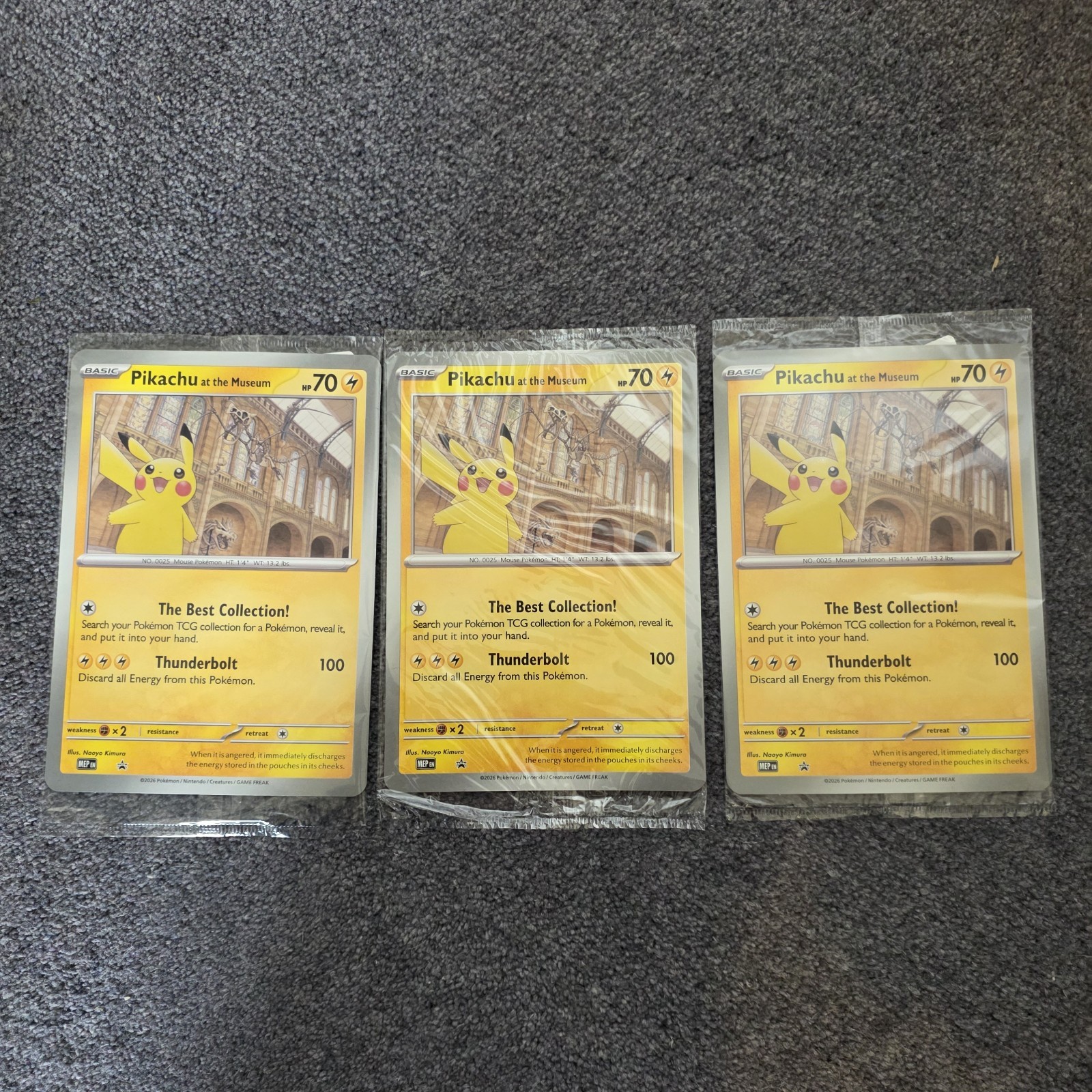 Pikachu At The Museum Pokemon Card TCG X3 sealed 