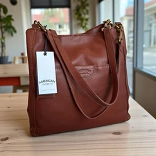 NWT American Leather Co Austin Triple Entry Brandy (MSRP $195)