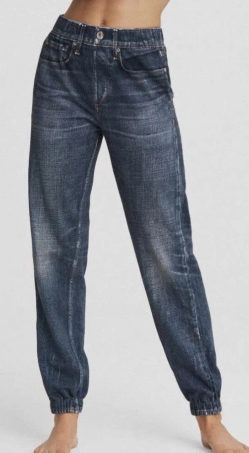 Auténticos pantalones de mezclilla sintética RAG & BONE MIRAMAR JOGGERS trompe-l'oeil MEREST ESTAMPADOS XS Foto 3 de 4