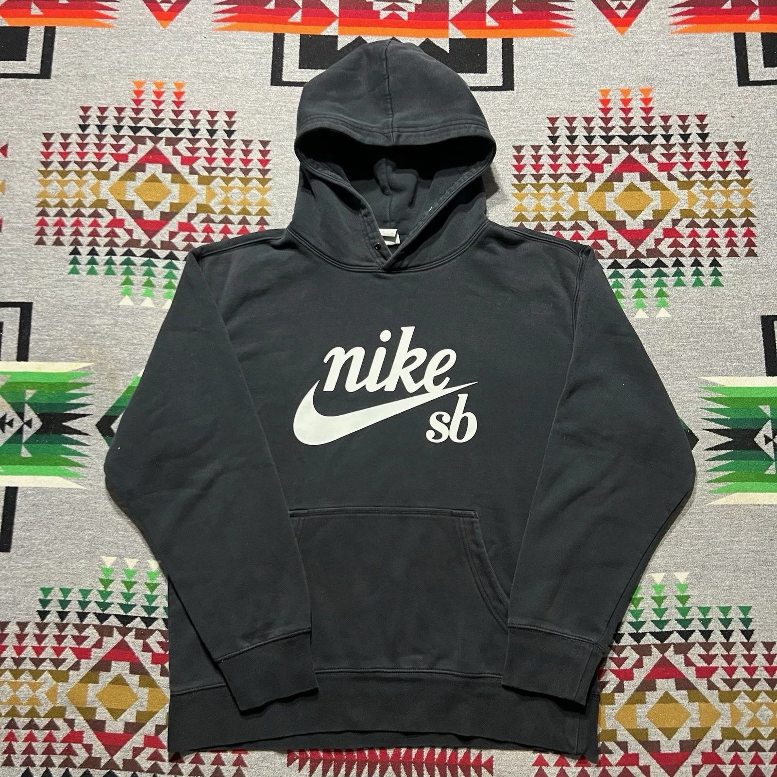 Nike SB Hoodie Mens Small Black Pullover Fleece Skateboarding A5
