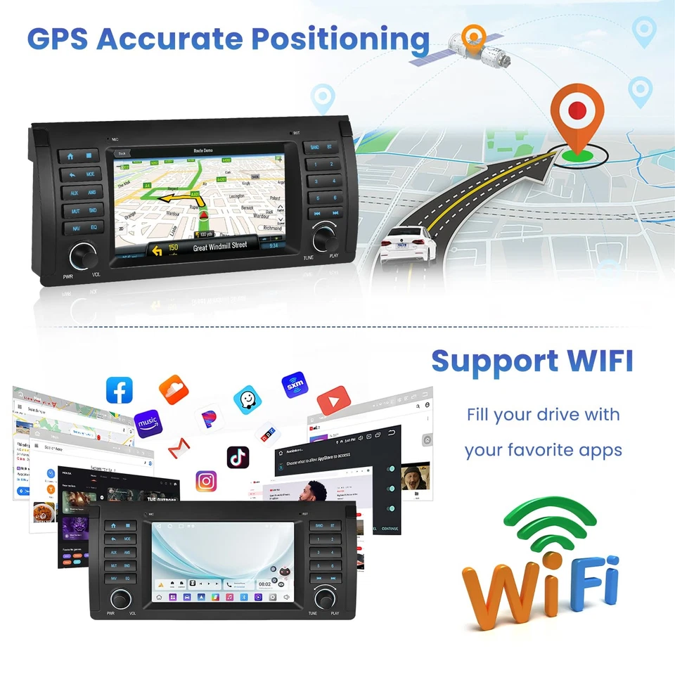 7" HD Touchscreen Stereo w/ Carplay for 1996-2003 BMW 5 Series E39; 2002-2007 X5 - Image 4 of 4