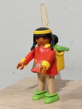 PLAYMOBIL FIGURINE ANCIENNE INDIENNE PANIER BÉBÉ 1ère ÉPOQUE INDIENNE INDIENN...
