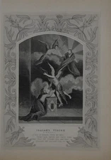 Antique Religious Art Isaiah's Vision 1860 Engraving Christian Original