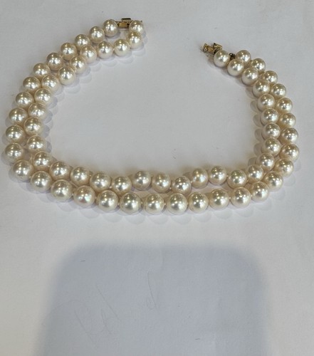 Estate Necklace. 2 Strand Of AAA Quality. 7x7.5mm Akoyas Pearls.Metal Clasp - Picture 4 of 14