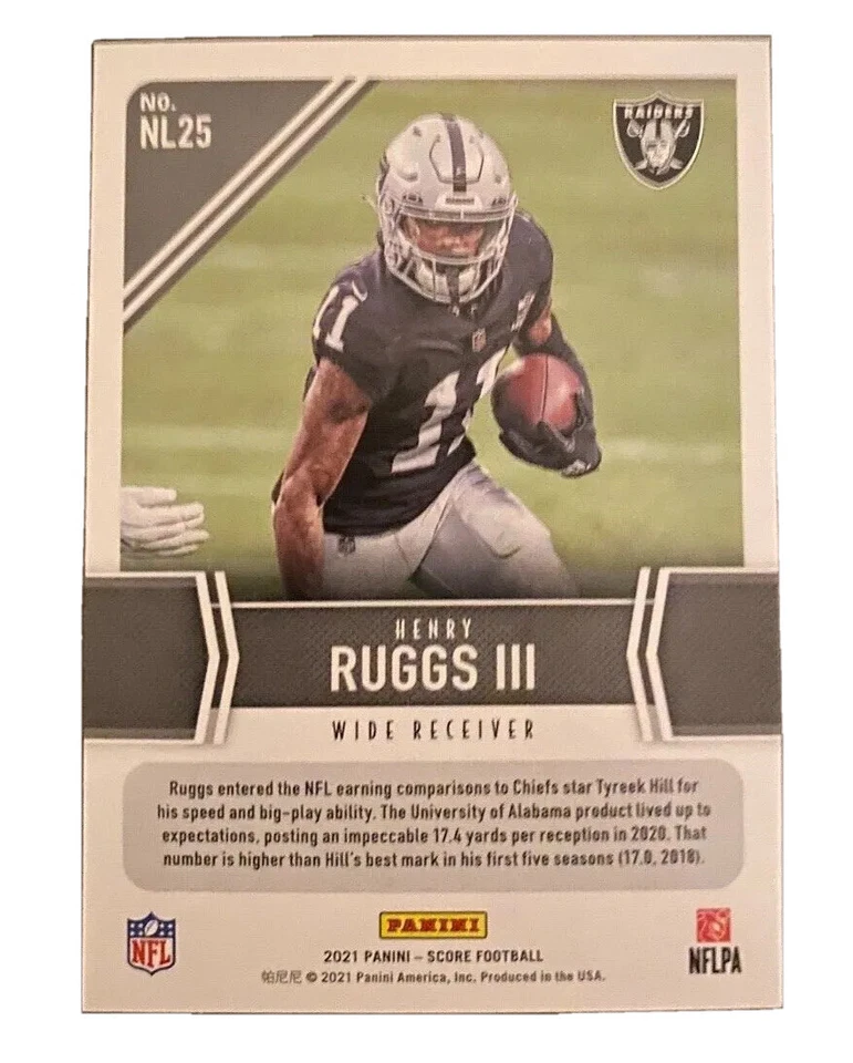 2021 Panini Score Henry Ruggs III Next Level Stats Insert #NL25 FREE SHIPPING - Image 2 of 2
