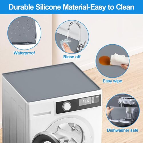2PCS Washer and Dryer Covers Silicone Top Protector Mat for Laundry Kitchen Home - Picture 3 of 7