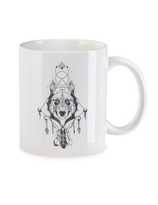 Indian Wolf & Feathers Kaffeetasse Native American Axe Tomahawk Headman Chief