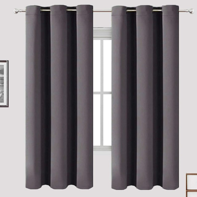 LEMOMO Grey Blackout Curtains for Bedroom Room Darkening Curtains