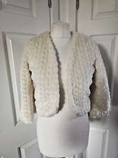 Jane Norman Cream Cropped Faux Fur Coat Size Small Bnwt Y2k 90s