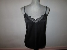 New ABERCROMBIE  FITCH Black Camisole Tank Top V-Neck Cami w/ Lace Trim  M