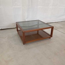 Tavolino Vintage Anni 70-80 in Vetro Fumé e Legno Impiallacciato