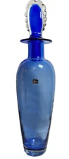 1992 Blenko Glass 19” 9229M Hank Adams Decanter Azure Blue