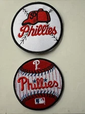 (2) PHILADELPHIA PHILLIES EMBROIDERED IRON ON PATCHES  Patch Lot  3” X 3”