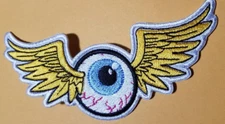 Mooneyes with Wings Embroidered Patch approx 2.25 x 5"