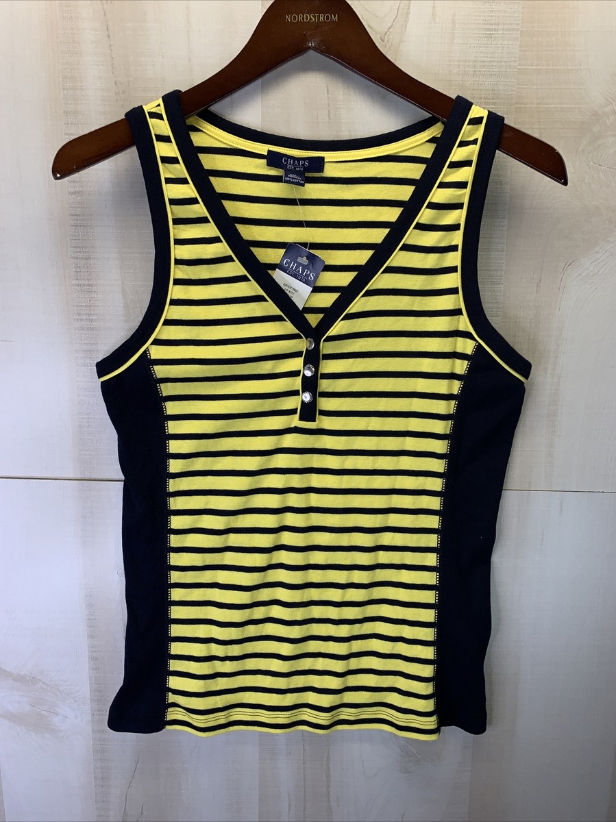 Chaps Women's SZ M Blue Yellow Tank Top NWT #3293 | eBay