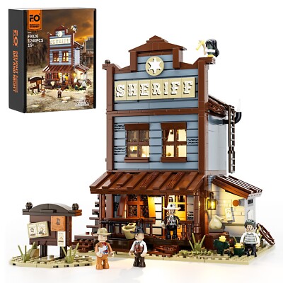 FUNWHOLE  F9026 Sheriff's Office Building Blocks with Lights 1240 pcs