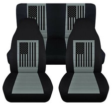 Grey Seat Covers Fits Jeep Wrangler 1987-2006 American Flag Jeep Car Seat Covers