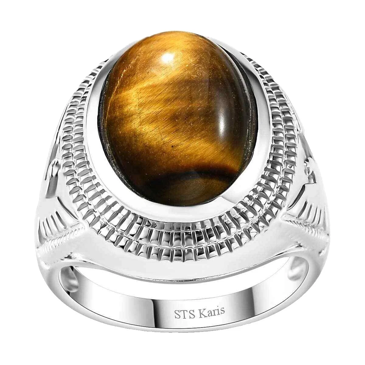 Tiger's Eye 12 Anillo Anillos para hombres