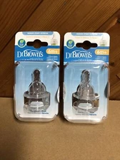 Lot Of 2 Pack x2 Dr. Brown's Natural Flow Silicone Bottle Nipple, Level 3 6m+