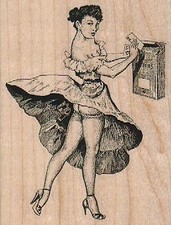 Mail Lady 2 3/4 x 3 1/2" Rubber Stamp, People Stamp, Woman Stamp