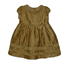 EUC Janie  Jack Girls LUXE CELEBRATION Gold Embroidered Silk Dress 6-12 M VHTF