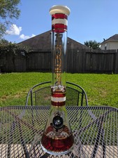 Phoenix Star - 18" Inch (XL) Glass Beaker Water Pipe Bong - 14mm - Royal Red