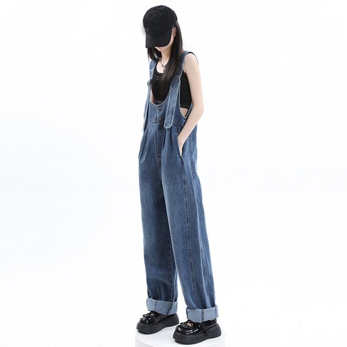 Fashion Women Denim Wide Leg Straight Pants Jumpsuits Jeans Overalls Long - Bild 5 von 6