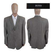 Hugo Boss USA Movie Super 130's Mini Plaid Gray Blazer Sport Coat Jacket 44L