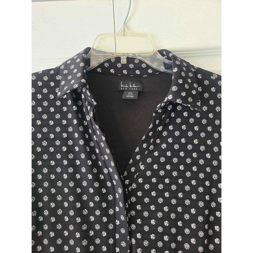 NWOT Nicole Miller Black Print Long Sleeve Shirt Dress, Women's Size 6 - Picture 4 of 9