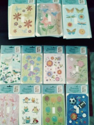 Switchables Switchplate Cover Ganz Peel Stick Decal Owls Butterfly Flowers 